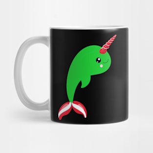 Red and Green Narwhal Mug